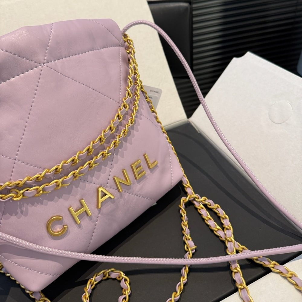 CHANEL 22 MINI HANDBAG LIGHT PINK 23CM AS3980 B08037 NY558