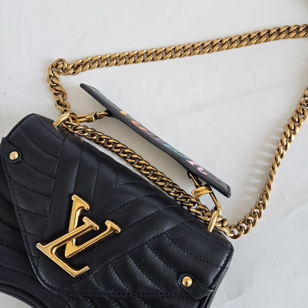 Louis Vuitton Black Quilted Leather New Wave Chain MM Bag