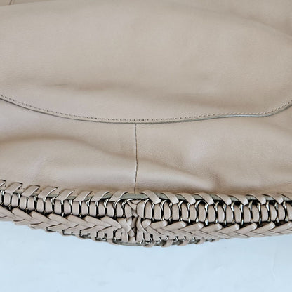 Salvatore Ferragamo Beige Leather Stitch Shoulder Aria Hobo Bag