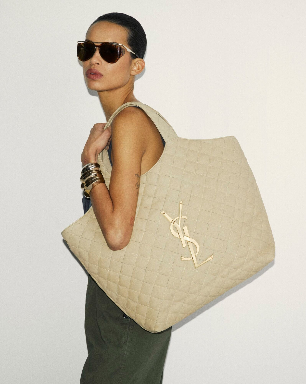 Saint Laurent ICARE maxi shopping bag in quilted nubuck suede