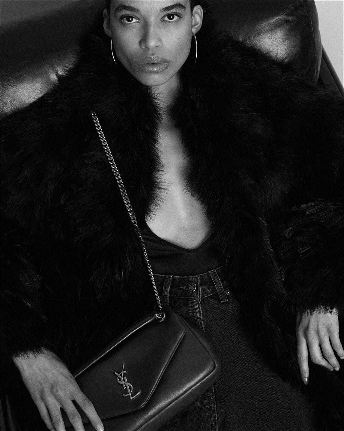 Saint Laurent Calypso in plunged lambskin
