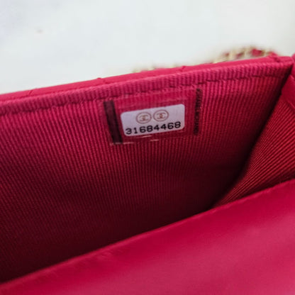 Chanel dark pink quilted lambskin top handle micro top handle flap bag