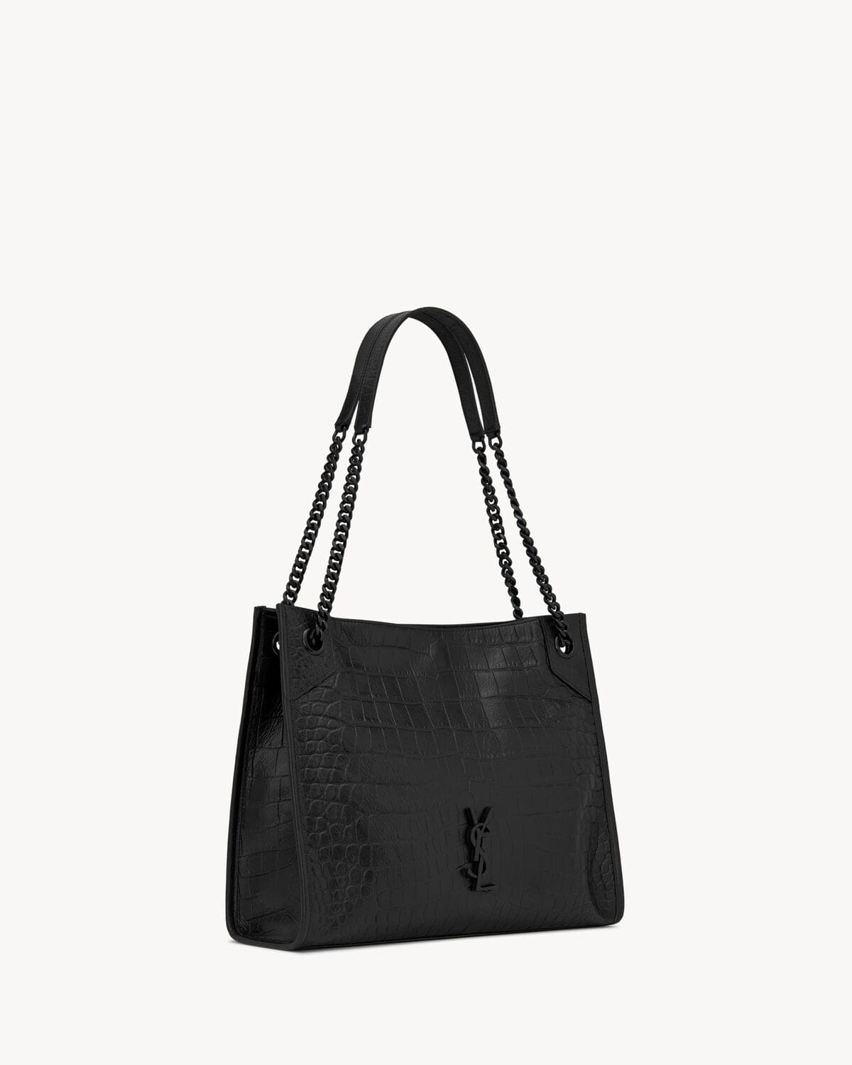 SAINT LAURENT NIKI shopping in crocodile-embossed leather