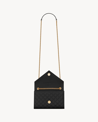 Saint Laurent ENVELOPE SMALL IN QUILTED GRAIN DE POUDRE EMBOSSED LEATHER