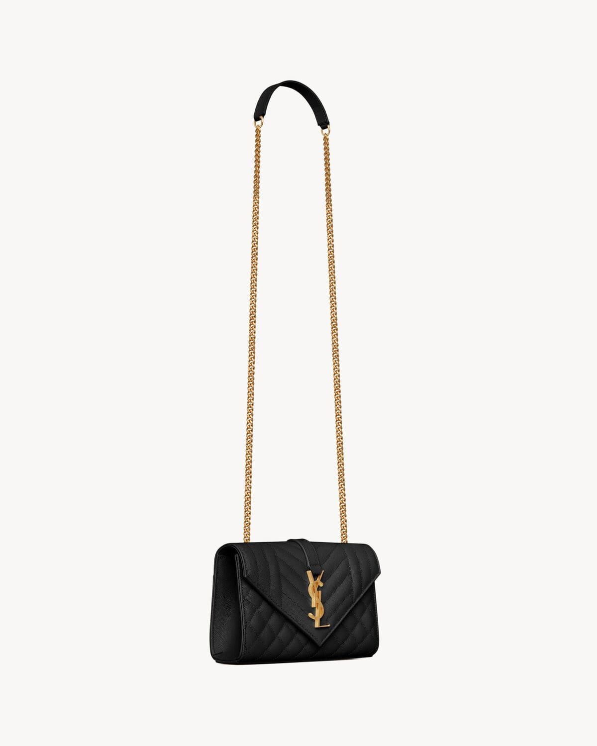 Saint Laurent ENVELOPE SMALL IN QUILTED GRAIN DE POUDRE EMBOSSED LEATHER