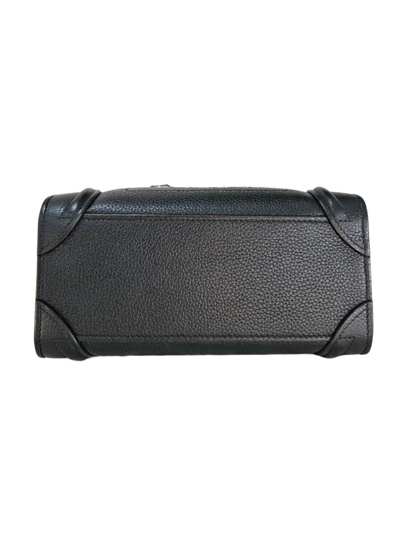Celine Black Leather Nano Luggage Tote Bag