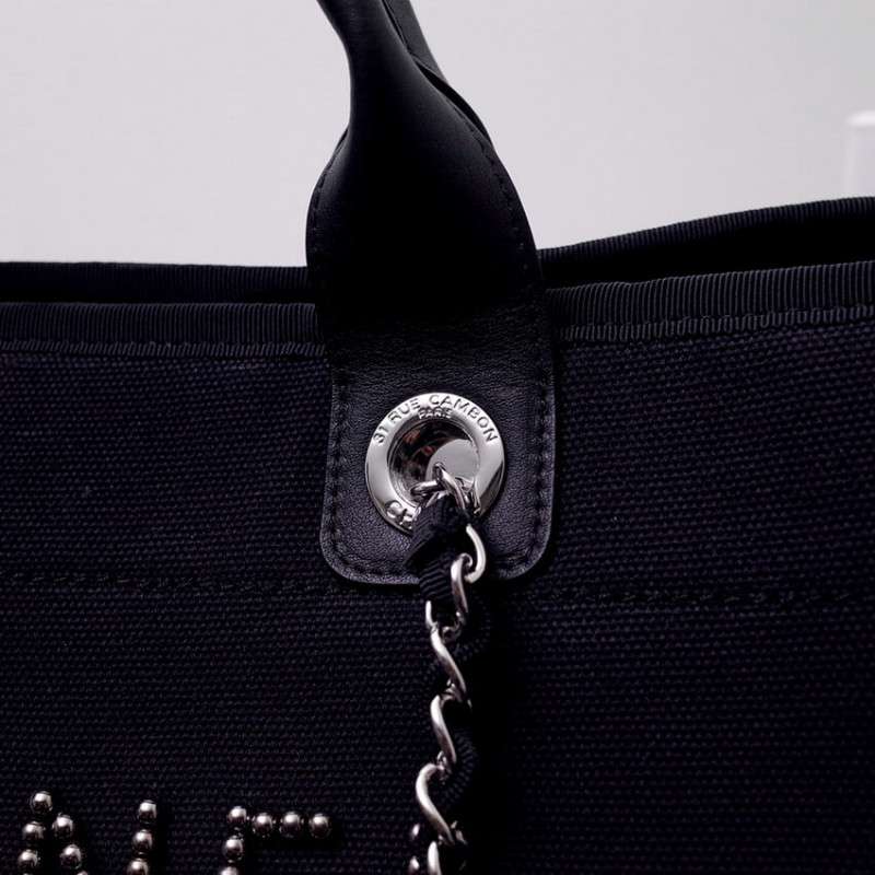 Chanel Canvas Large Deauville Pearl Tote Bag