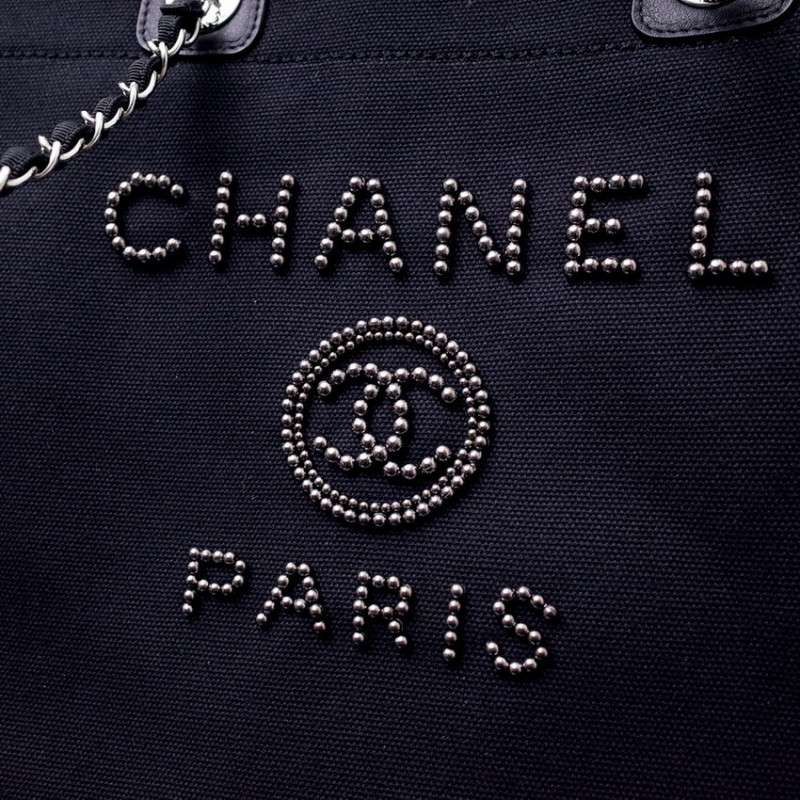 Chanel Canvas Large Deauville Pearl Tote Bag