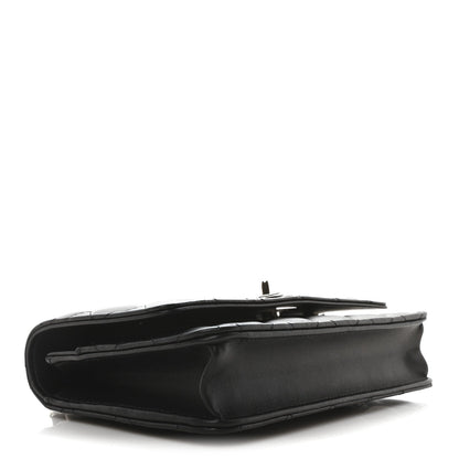 Lambskin Quilted Metal Top Handle Wallet On Chain WOC Black