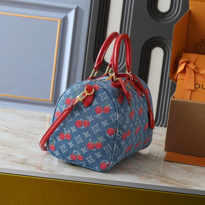 LOUIS VUITTON X TAKASHI MURAKAMI BOLSA SPEEDY SOFT 30 MONOGRAM DENIM BLUE 30CM N87627