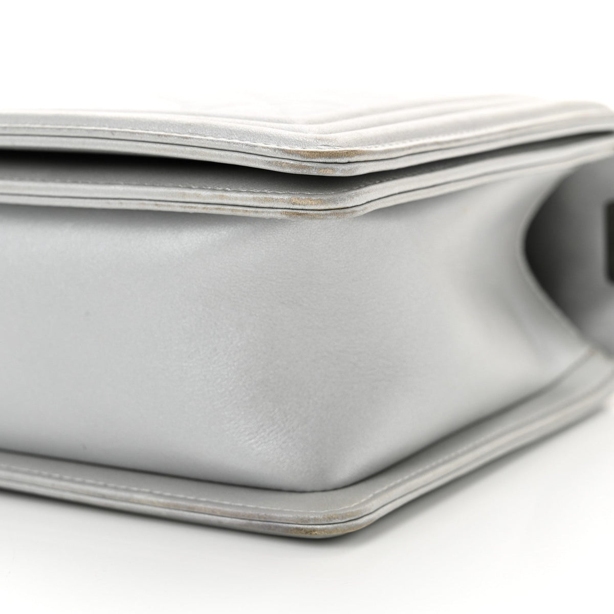Metallic Calfskin Quilted New Medium Boy Flap Silver