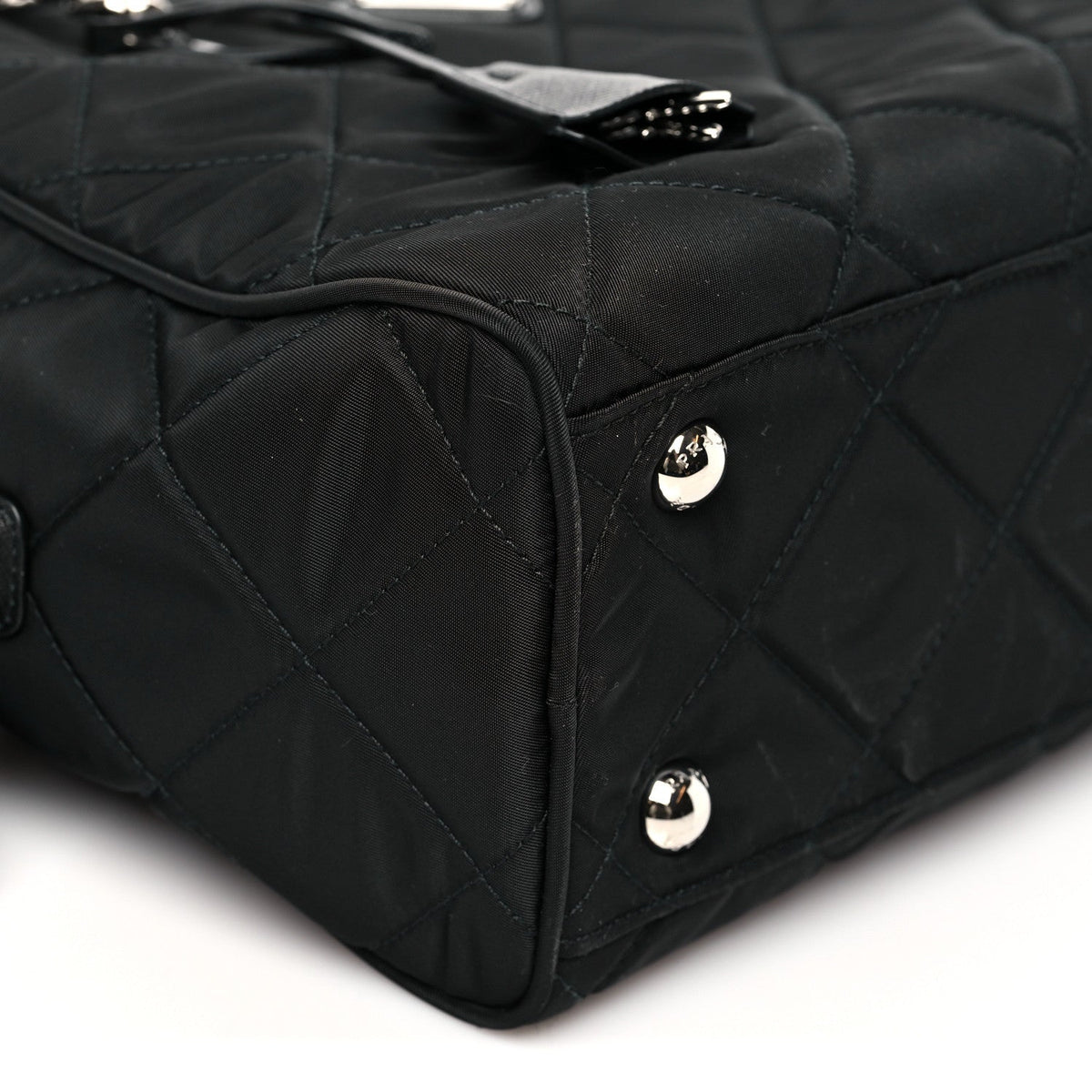 Nylon Tessuto Impuntu Quilted Shoulder Bag Black