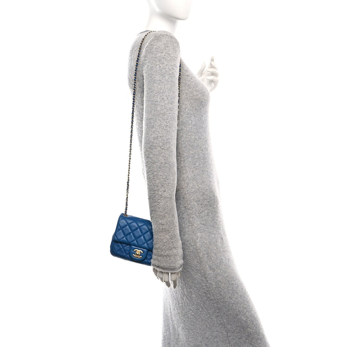 Lambskin Quilted Mini Pearl Crush Flap Blue