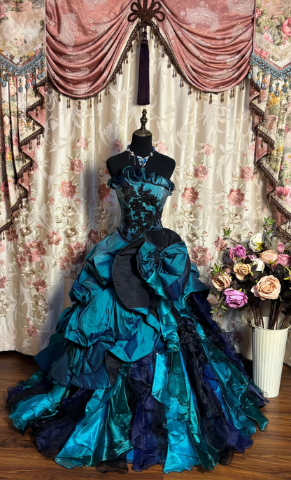 Stunning Strapless A-Line Ruffles Quinceanera Dresses Birthday Ball Gowns, D1146