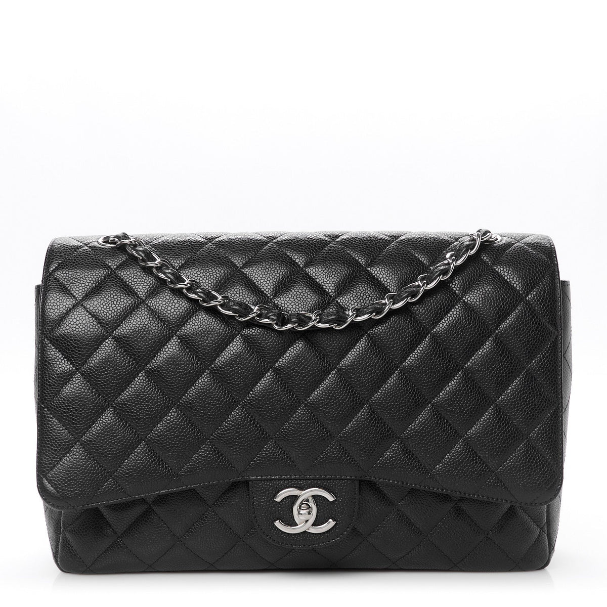 Caviar Quilted Maxi Double Flap Black