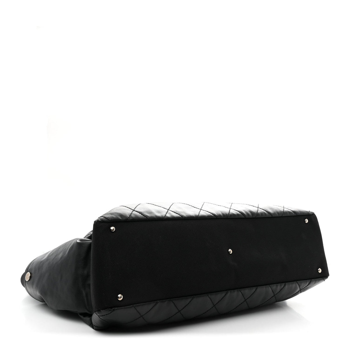 Coated Canvas Stitched XL Paris Biarritz Tote Black