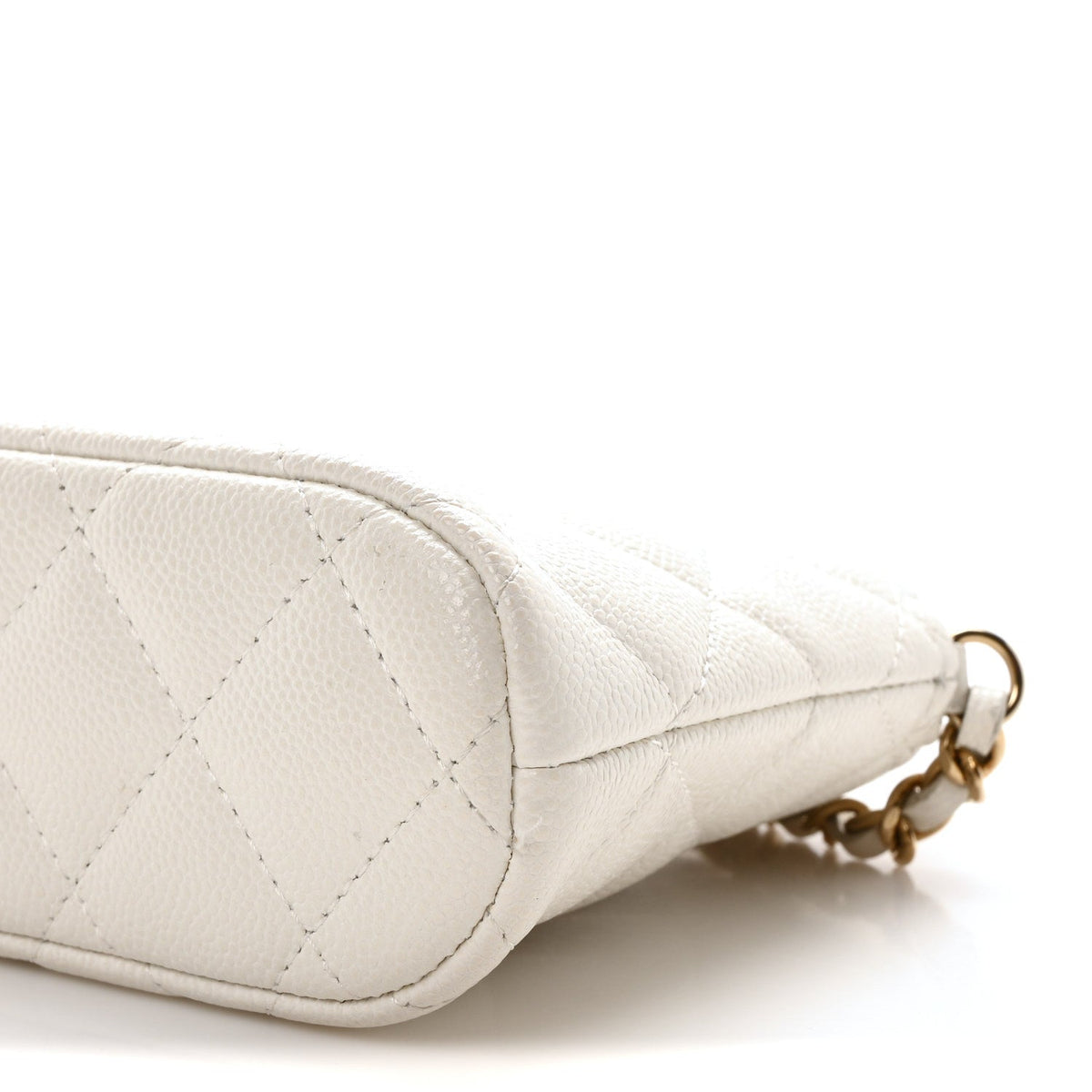 Caviar Quilted Classic Clutch With Chain White