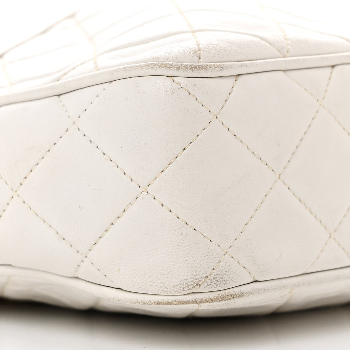 Lambskin Quilted Tassel Camera Case White