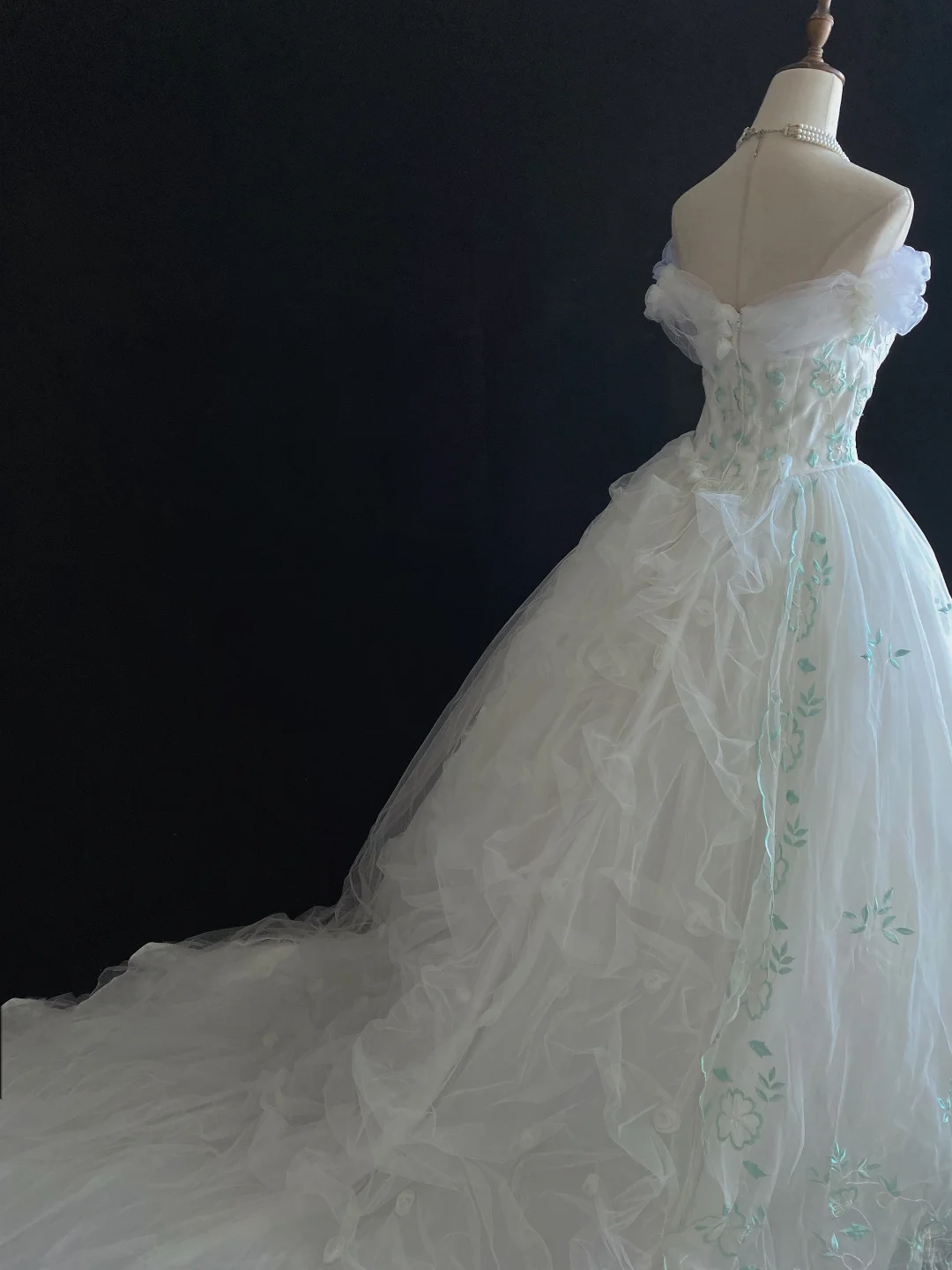 Fairy Strapless A-Line Tulle Embroidery Birthday Ball Gowns Quinceanera Dresses, D1147
