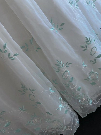 Fairy Strapless A-Line Tulle Embroidery Birthday Ball Gowns Quinceanera Dresses, D1147