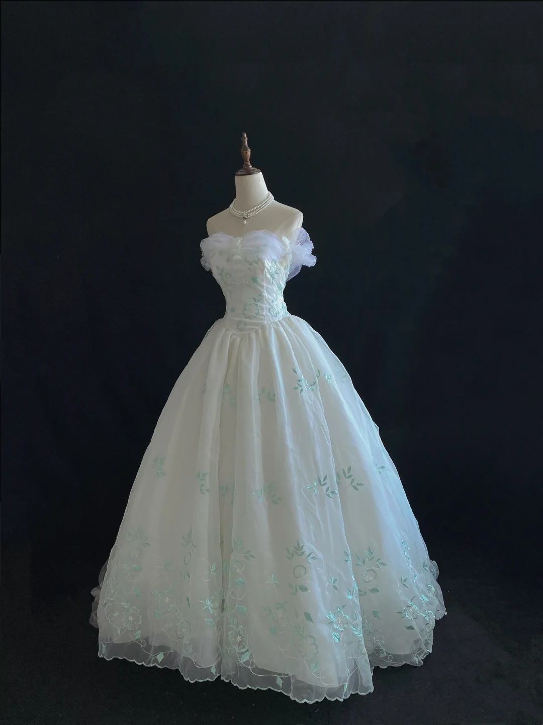 Fairy Strapless A-Line Tulle Embroidery Birthday Ball Gowns Quinceanera Dresses, D1147