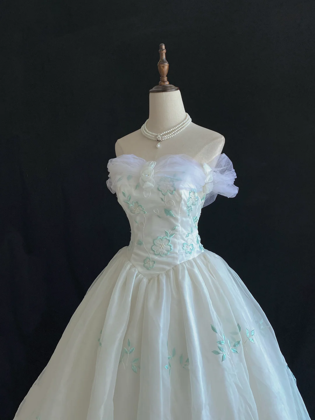 Fairy Strapless A-Line Tulle Embroidery Birthday Ball Gowns Quinceanera Dresses, D1147