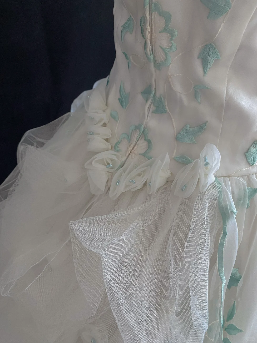 Fairy Strapless A-Line Tulle Embroidery Birthday Ball Gowns Quinceanera Dresses, D1147