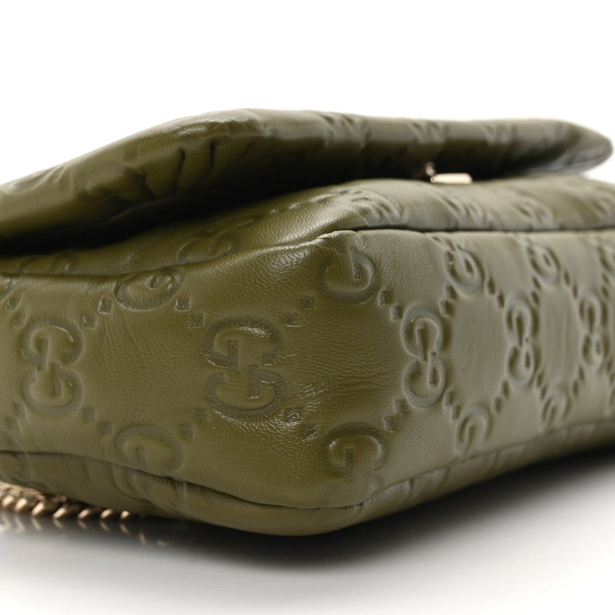 Lambskin Embossed Mini GG Milano Top Handle Shoulder Bag Green