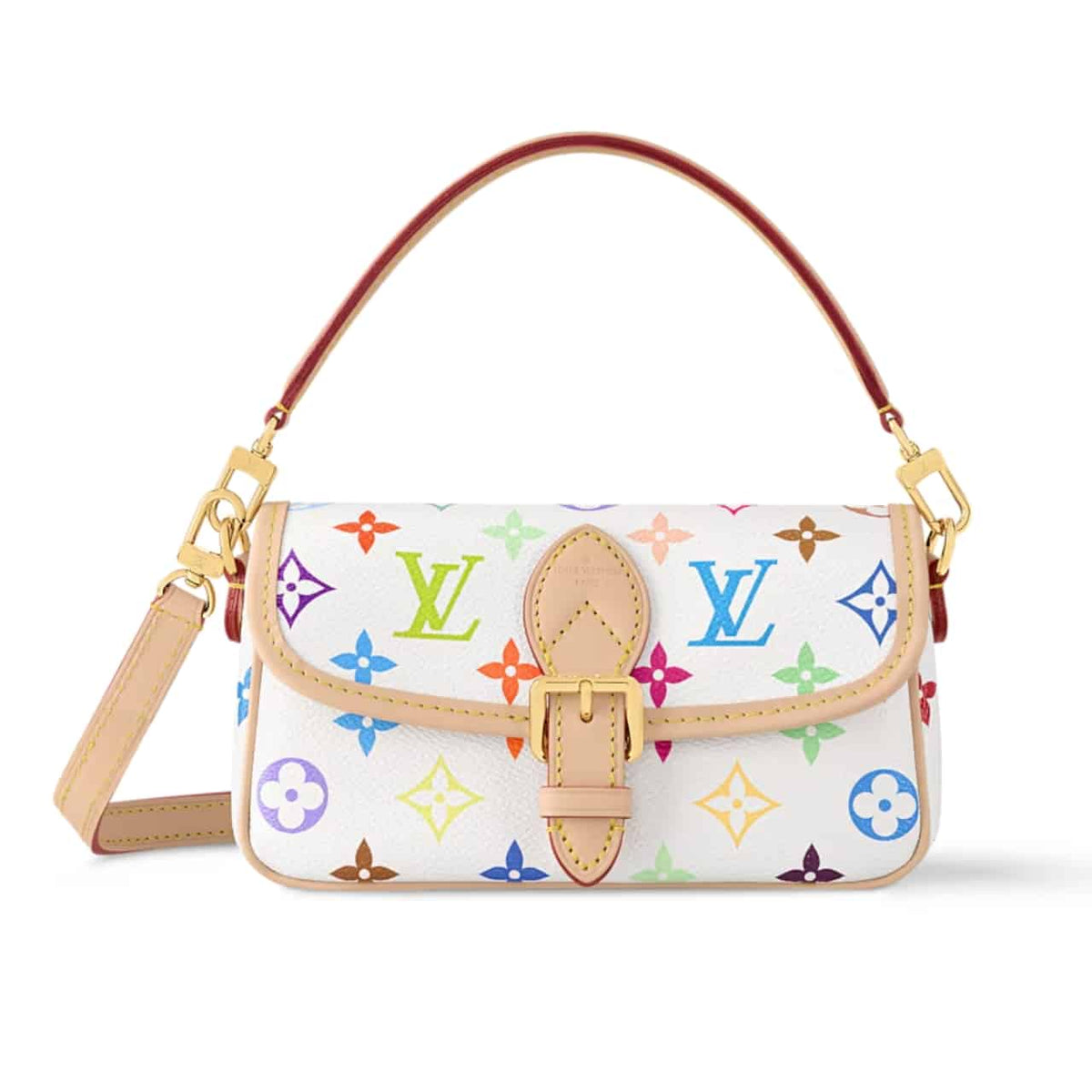 LOUIS VUITTON X TAKASHI MURAKAMI NANO DIANE BAG MULTICOLORE BLANC 19CM M14194