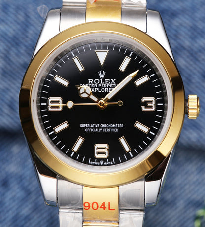 EXPLORER 41MM GOLD STEEL BLACK DIAL