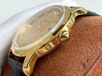 OYSTER PERPETUAL 40MM GOLD CASE LEATHER STRAP