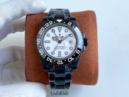 GMT-MASTER II CUSTOM ALL BLACK BEZEL WHITE DIAL