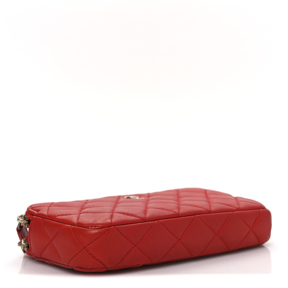 Lambskin Quilted Small Clutch With Chain Red