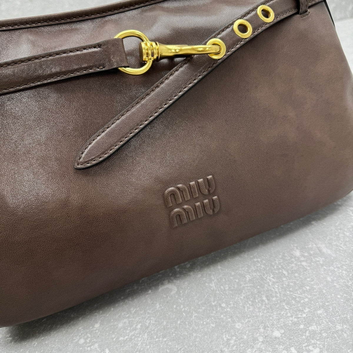 Miu Miu Aventure Shoulder Bag 40cm Brown in Sheepskin