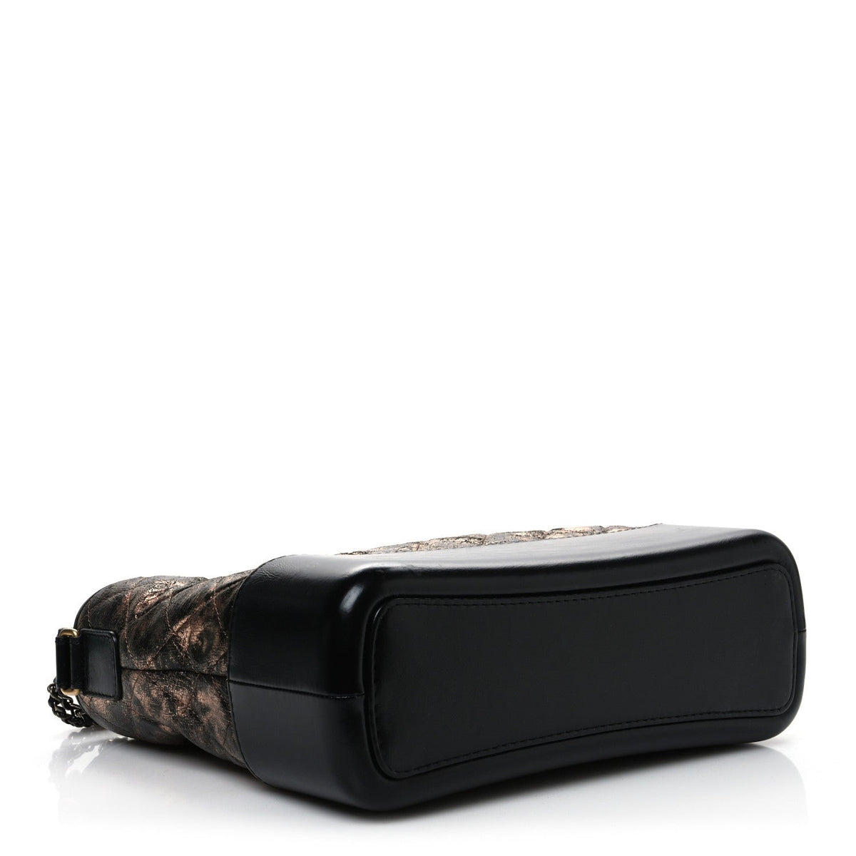Metallic Crumpled Goatskin Quilted Medium Gabrielle Hobo Black Rose Gold