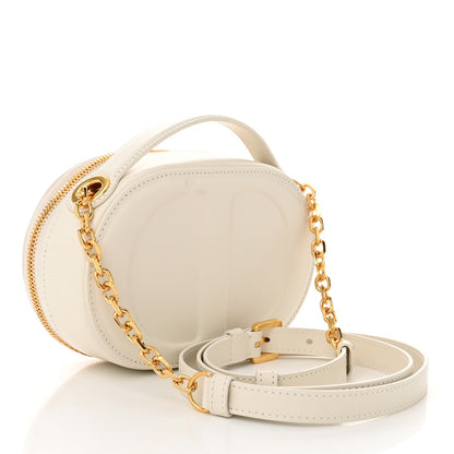 Calfskin CD Signature Oval Crossbody Camera Bag Latte