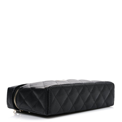 Caviar Quilted Top Handle Slim Vanity With Chain Black