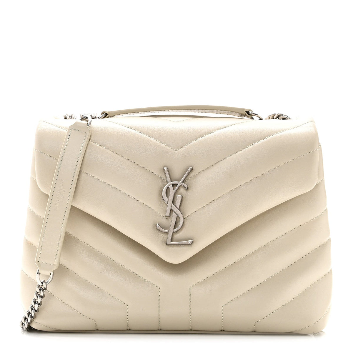Calfskin Y Quilted Monogram Small Loulou Chain Satchel Ivory