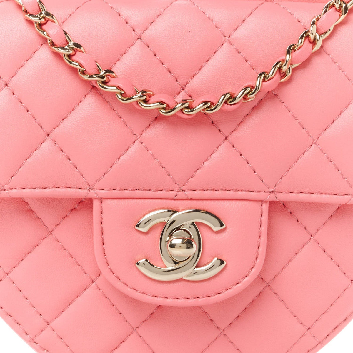Lambskin Quilted CC In Love Heart Bag Pink