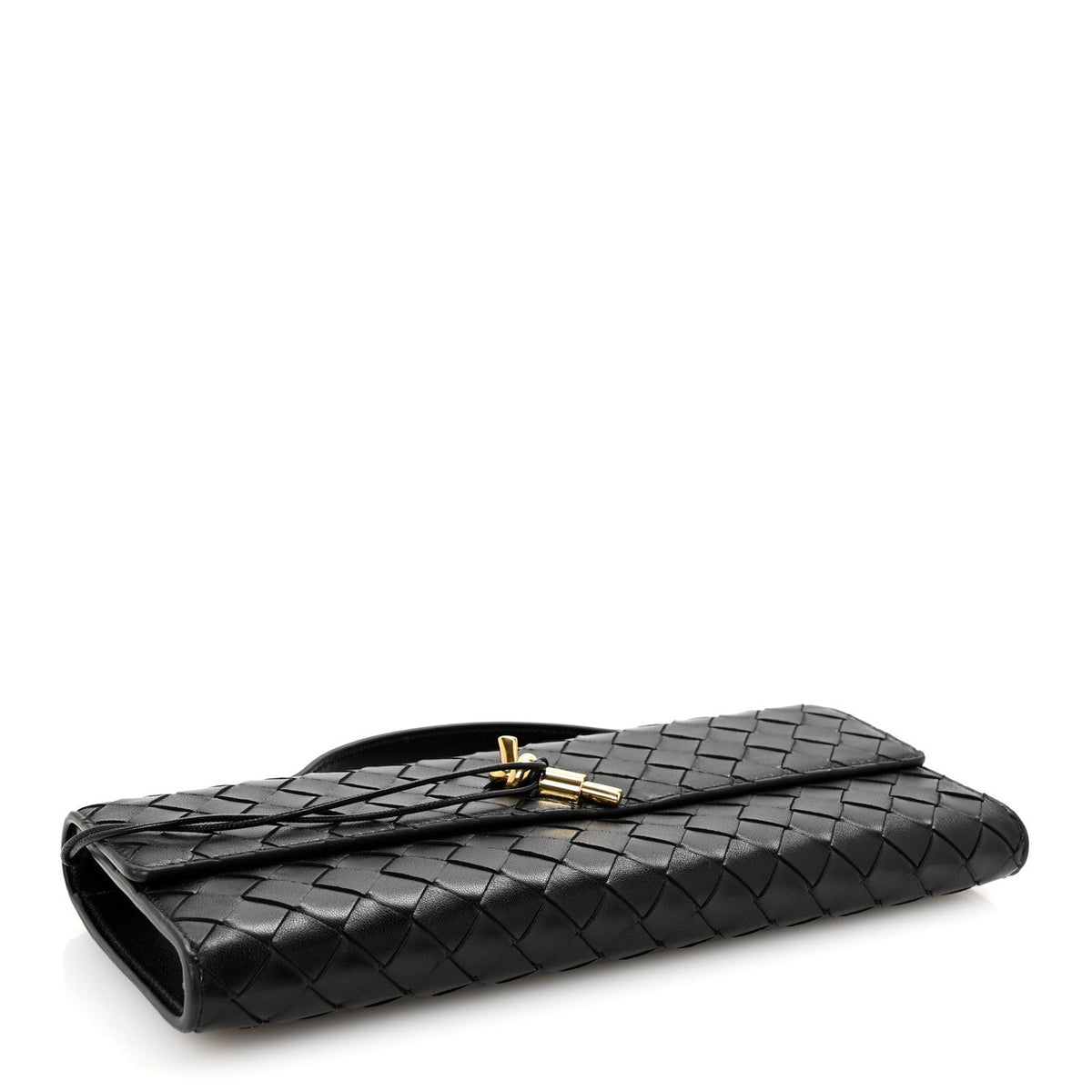 Nappa Intrecciato Long Andiamo Top Handle Clutch Black