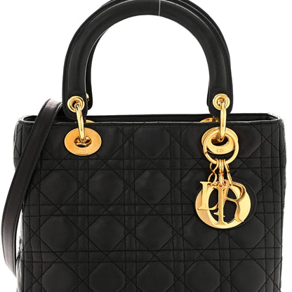 Lambskin Cannage Medium Lady Dior Black