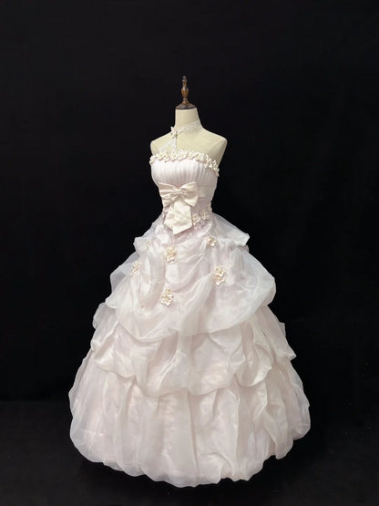 Light Pink Strapless A-Line Vintage Party Dresses Birthday Outfits Ball Gowns, D1149