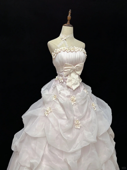 Light Pink Strapless A-Line Vintage Party Dresses Birthday Outfits Ball Gowns, D1149