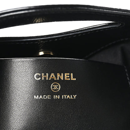 Shiny Crumpled Calfskin Quilted Nano 31 Shopping Bag Black