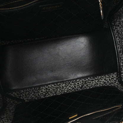 Calfskin Tweed Medium Deauville Tote Black Multicolor