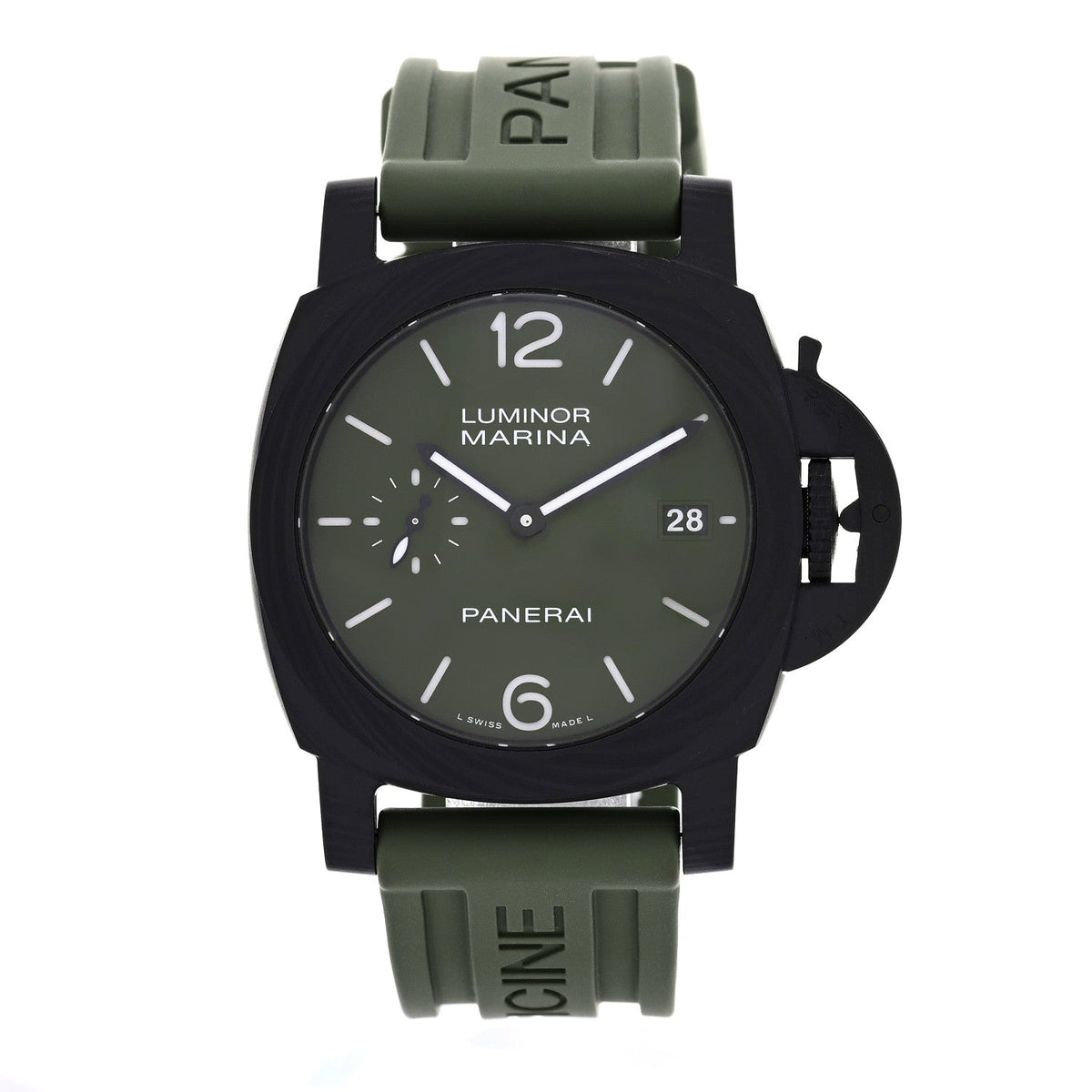 Carbon Rubber 40mm Luminor Quaranta Carbotech Automatic Watch Green PAM01526