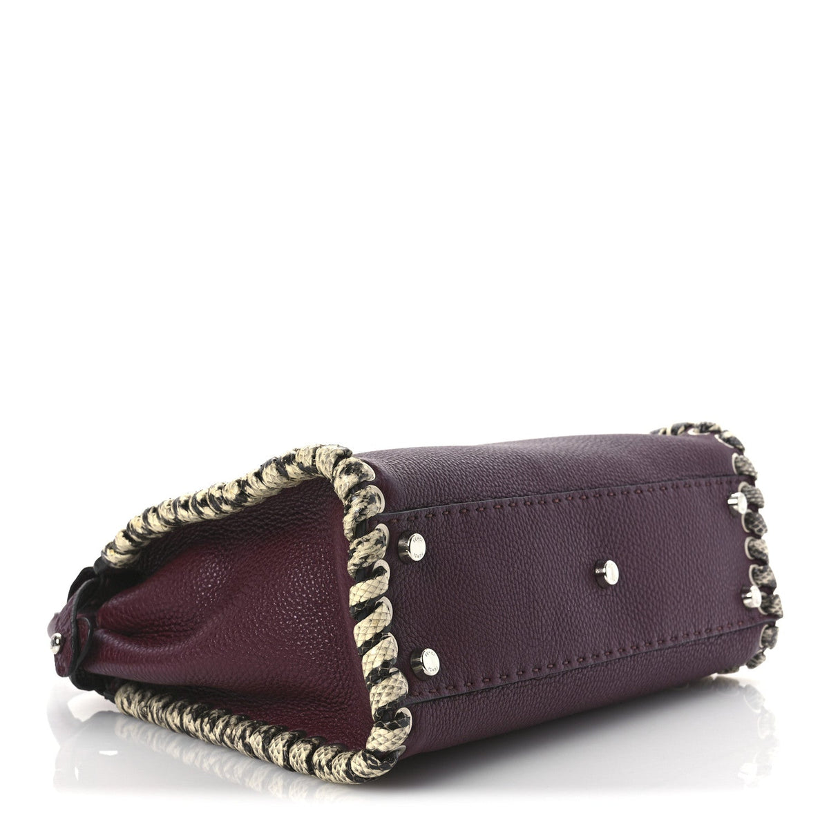 Cuoio Romano Elaphe Selleria Lace Up Bi-Color Medium Peekaboo Iconic Satchel Bordeaux Grigio Polvere Natural