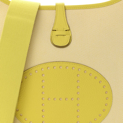 Toile H Taurillon Clemence Evelyne III PM Ecru Citron Lime