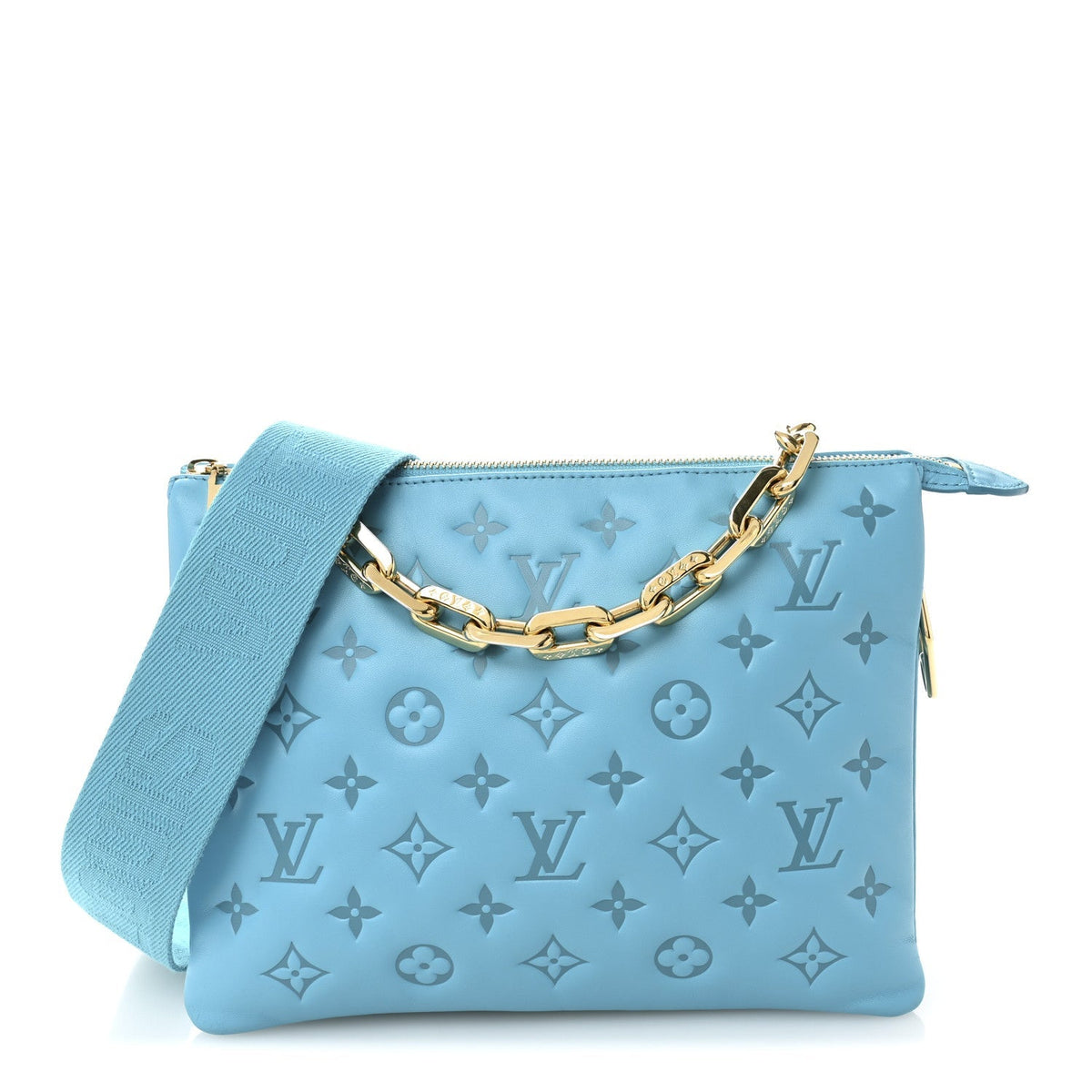 Lambskin Embossed Monogram Coussin PM Turquoise
