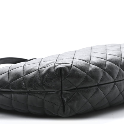 Lambskin Quilted Maxi Icare Shopping Tote Black